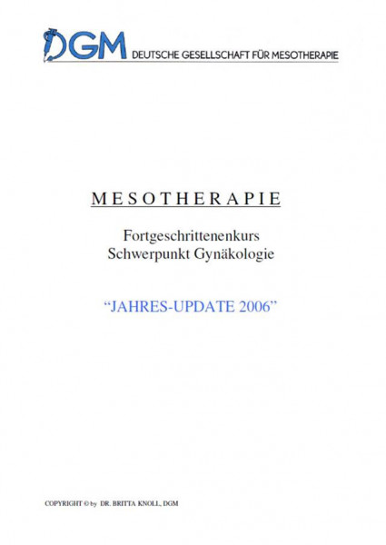 Fachbuch Mesotherapie: Ausgabe 2006: Gynäkologie, Autor Dr. Knoll