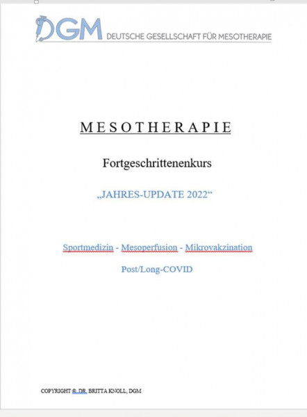Fachbuch Mesotherapie: Ausgabe 2022 Jahresupdate - Sportmedizin - Mesoperfusion - Mikrovakzination -