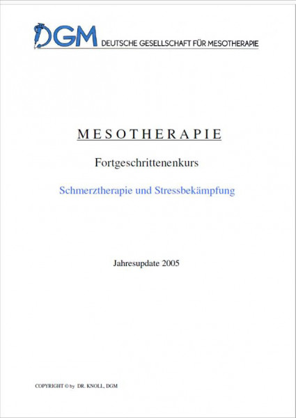 Fachbuch Mesotherapie: Ausgabe 2005: Psychosomatik, Autor Dr. Knoll
