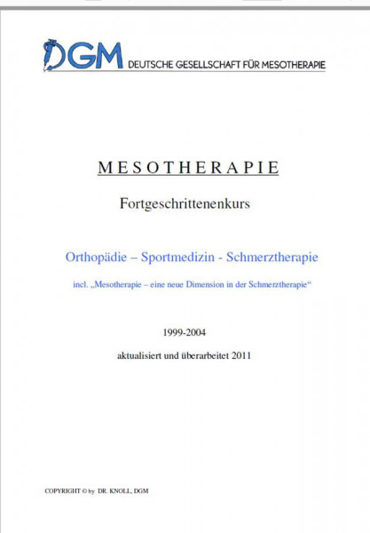 Fachbuch Mesotherapie: Ausgabe 2004: Orthopädie-Schmerztherapie-Sportmedizin, Autor Dr. Knoll